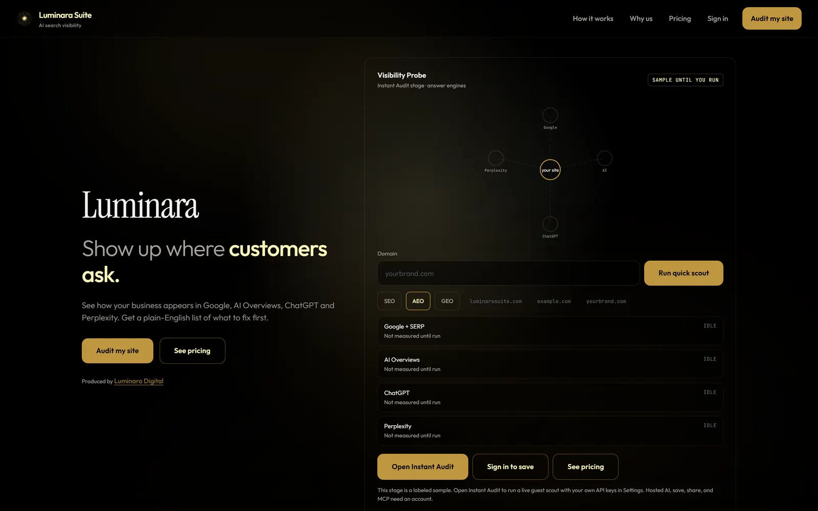 Luminara Suite homepage